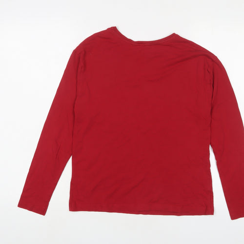 Marks and Spencer Womens Red Solid Cotton Top Pyjama Top Size S