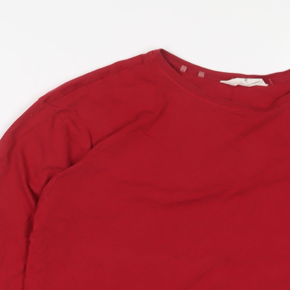Marks and Spencer Womens Red Solid Cotton Top Pyjama Top Size S