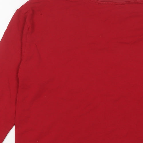 Marks and Spencer Womens Red Solid Cotton Top Pyjama Top Size S