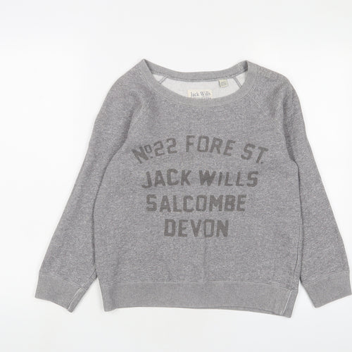 Jack Wills Womens Grey Cotton Pullover Sweatshirt Size 8 Pullover