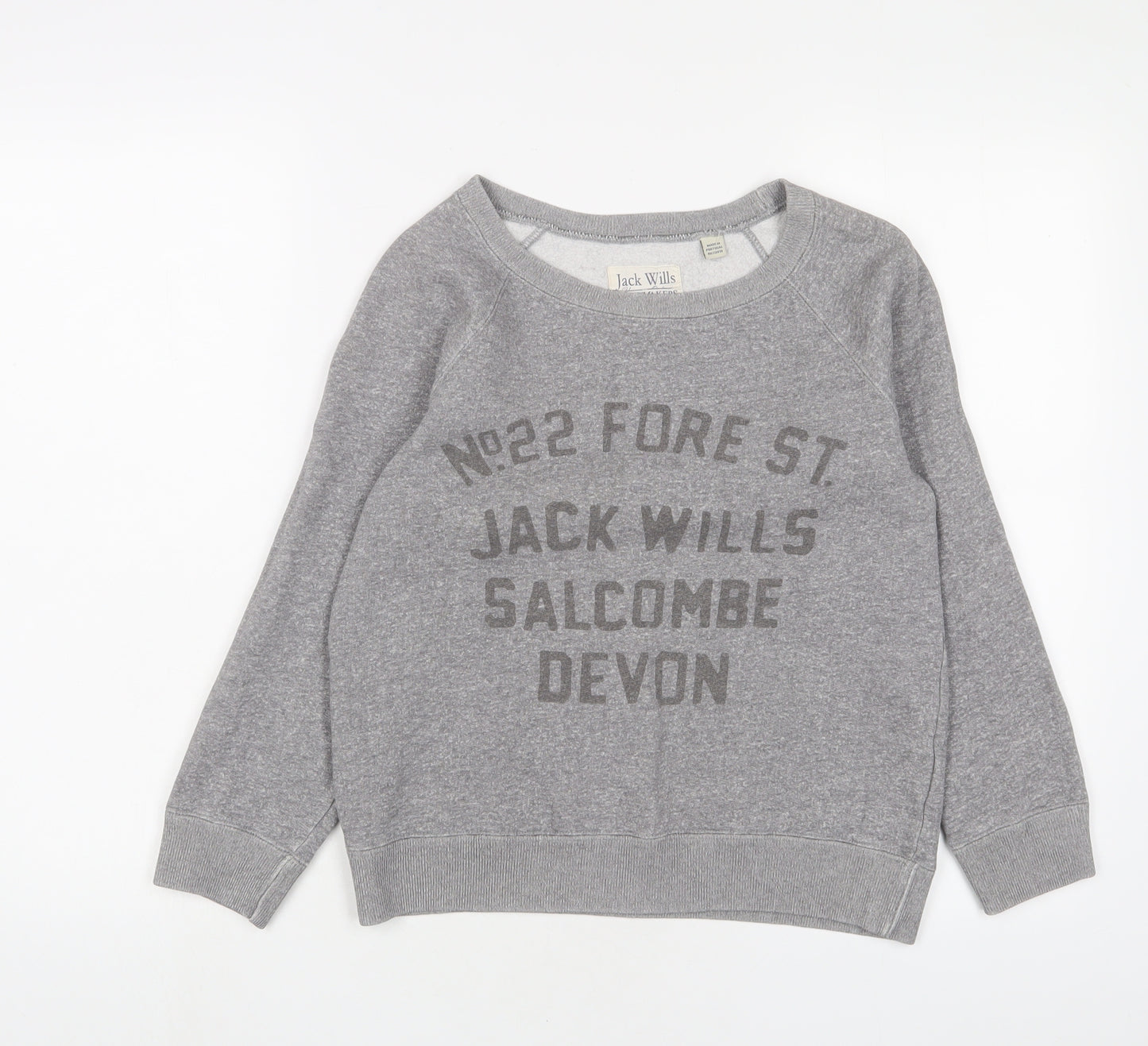 Jack Wills Womens Grey Cotton Pullover Sweatshirt Size 8 Pullover