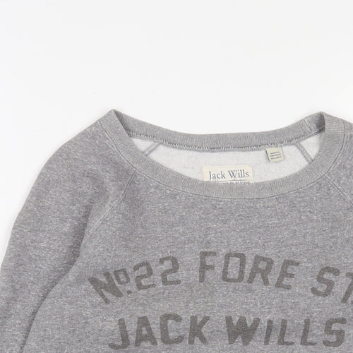 Jack Wills Womens Grey Cotton Pullover Sweatshirt Size 8 Pullover