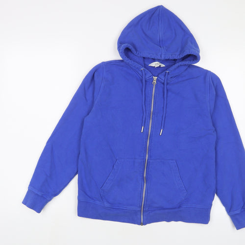 Marks and Spencer Womens Blue Cotton Full Zip Hoodie Size S Zip