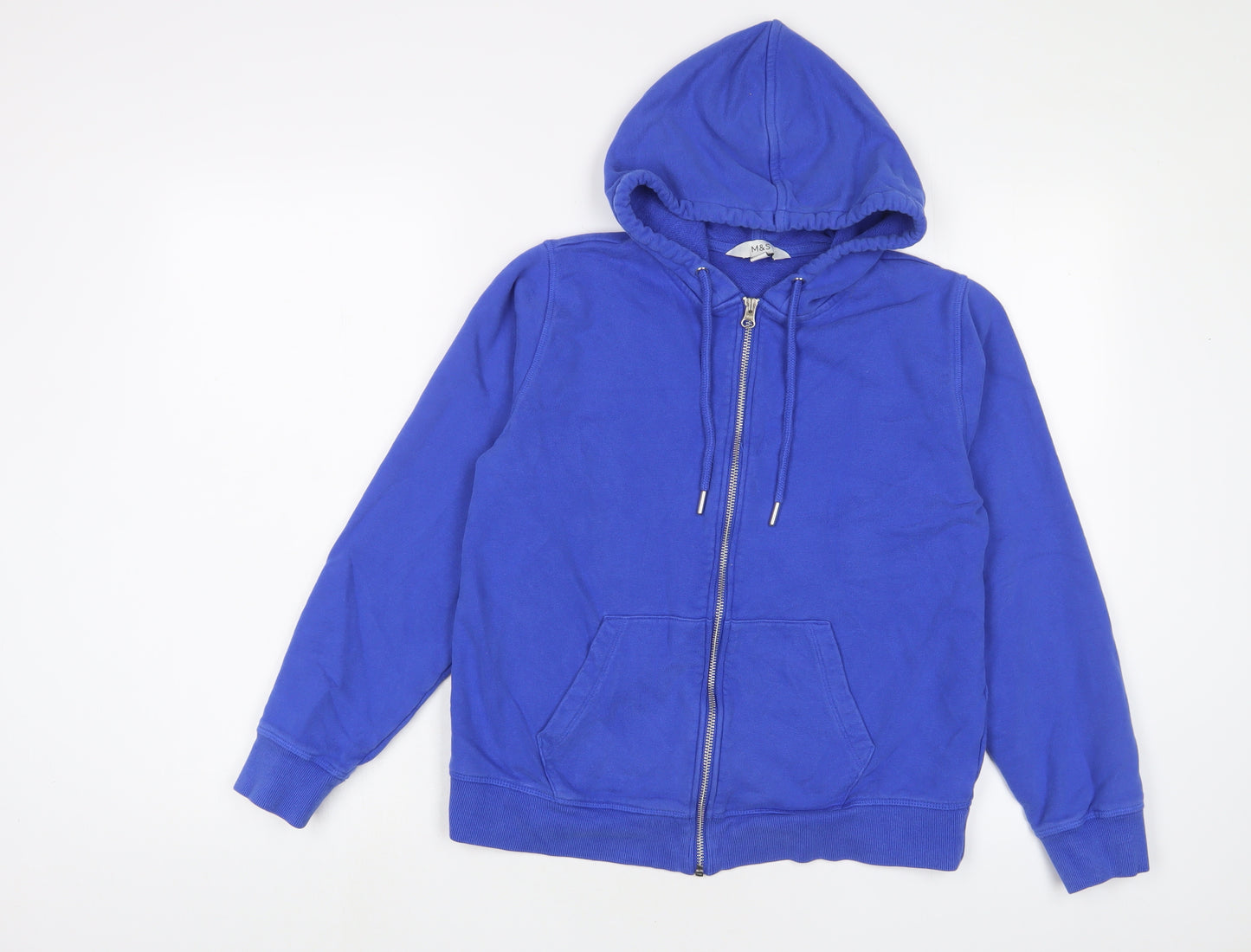 Marks and Spencer Womens Blue Cotton Full Zip Hoodie Size S Zip