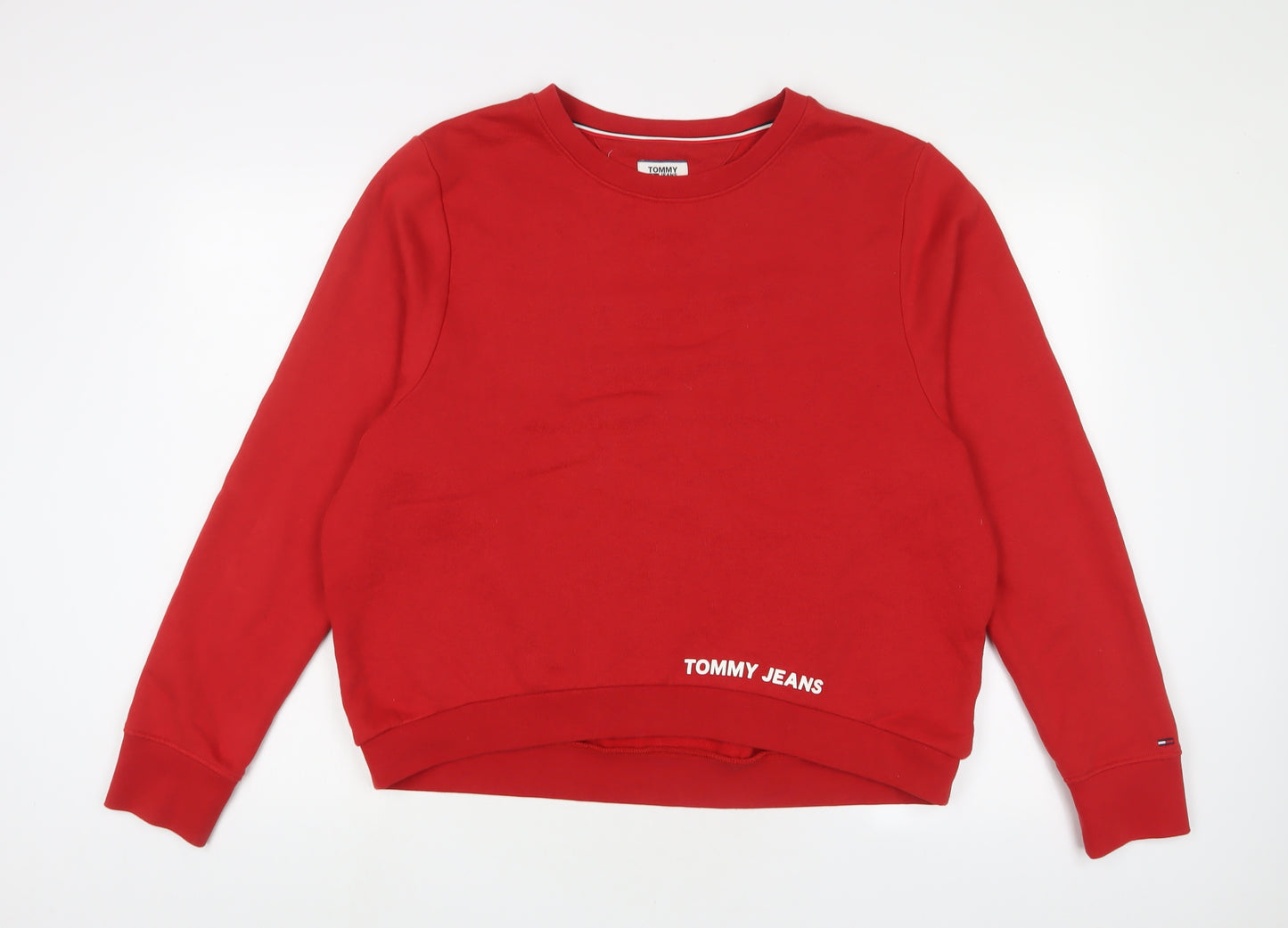 Tommy Hilfiger Womens Red Cotton Pullover Sweatshirt Size L Pullover