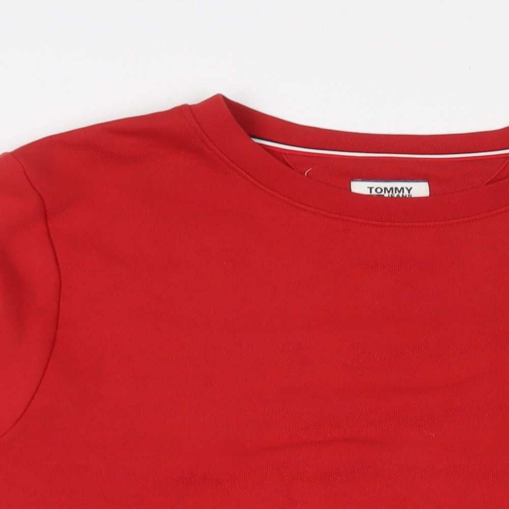 Tommy Hilfiger Womens Red Cotton Pullover Sweatshirt Size L Pullover
