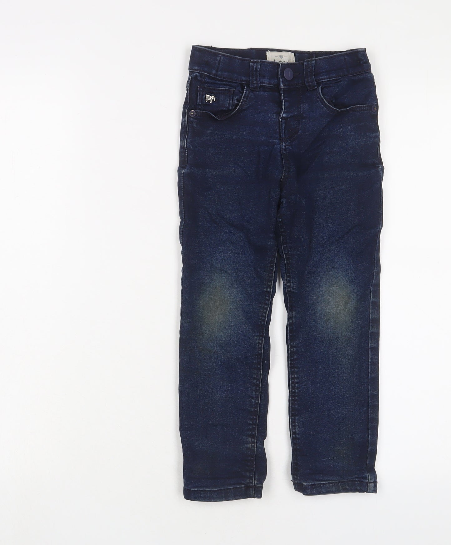 Junior J Boys Blue Cotton Straight Jeans Size 4-5 Years Regular Zip - Adjustable waist