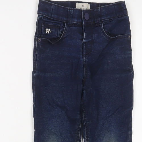 Junior J Boys Blue Cotton Straight Jeans Size 4-5 Years Regular Zip - Adjustable waist