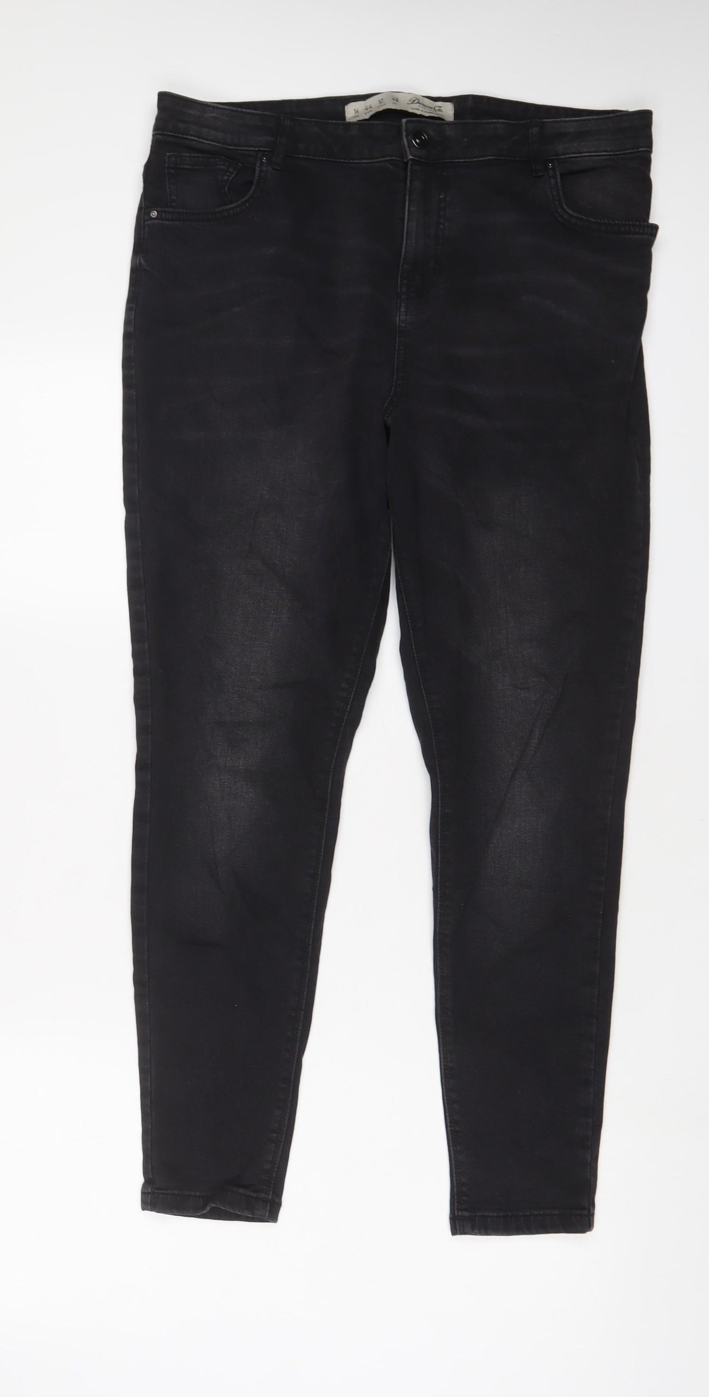 Denim & Co. Womens Grey Cotton Skinny Jeans Size 16 L28 in Regular Zip