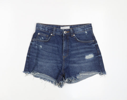 Denim & Co. Womens Blue Cotton Hot Pants Shorts Size 8 Regular Zip