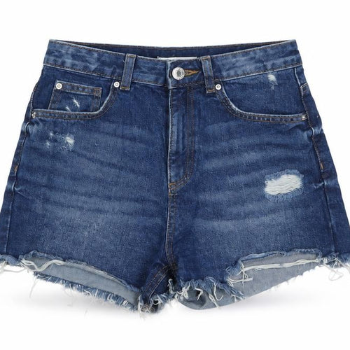 Denim & Co. Womens Blue Cotton Hot Pants Shorts Size 8 Regular Zip