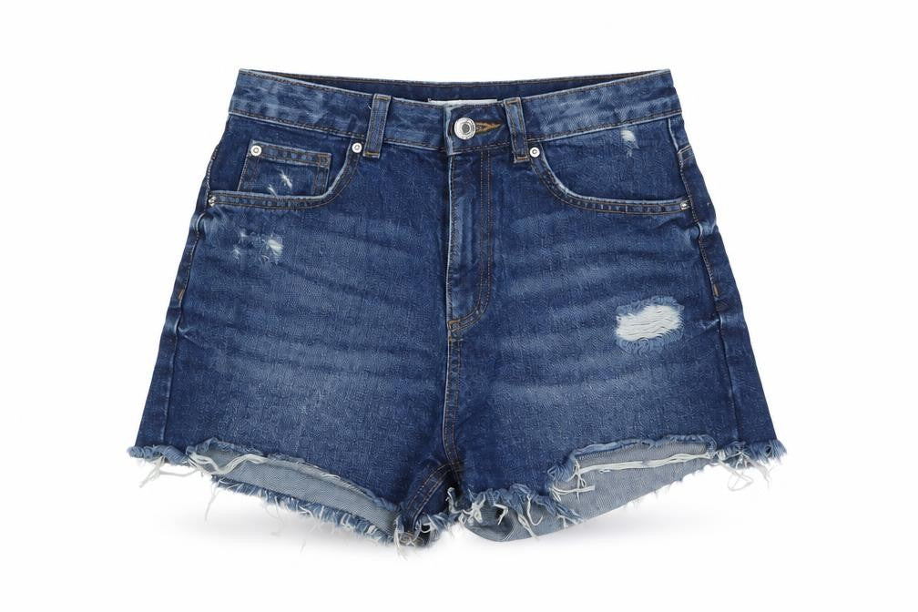 Denim & Co. Womens Blue Cotton Hot Pants Shorts Size 8 Regular Zip