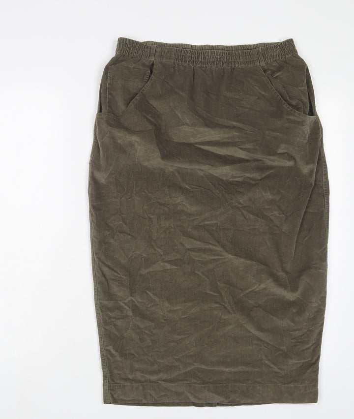 Masai Womens Green Cotton A-Line Skirt Size L
