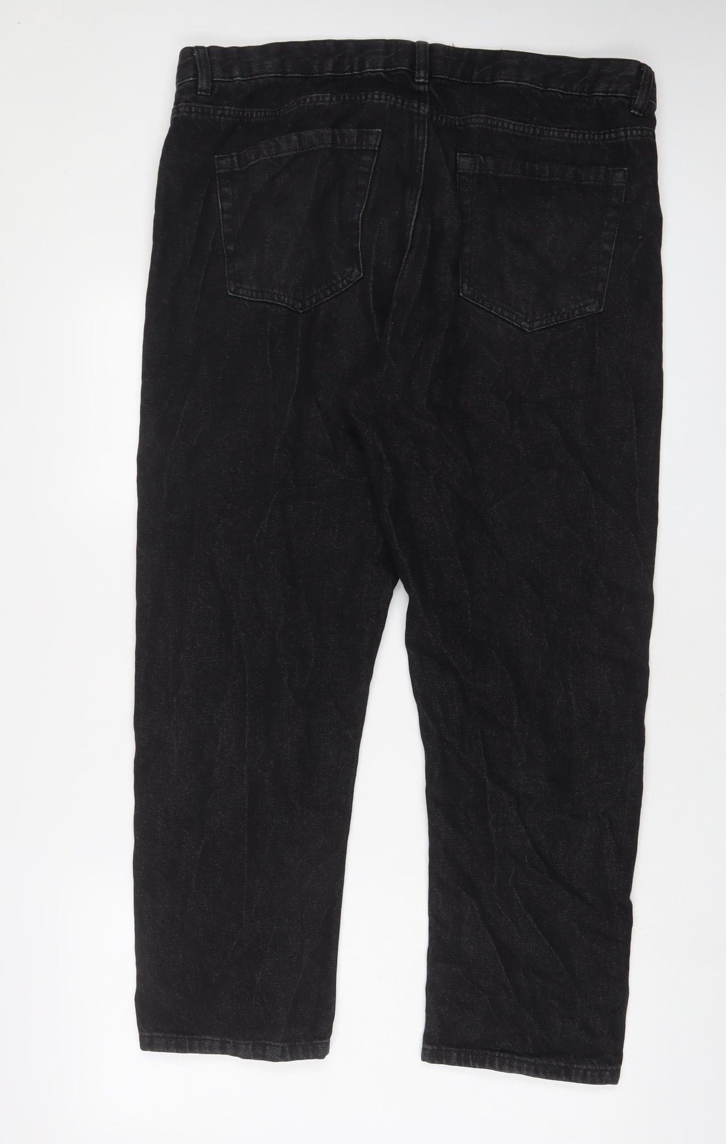 Jacamo Mens Black Cotton Straight Jeans Size 38 in L29 in Regular Zip - Short Leg