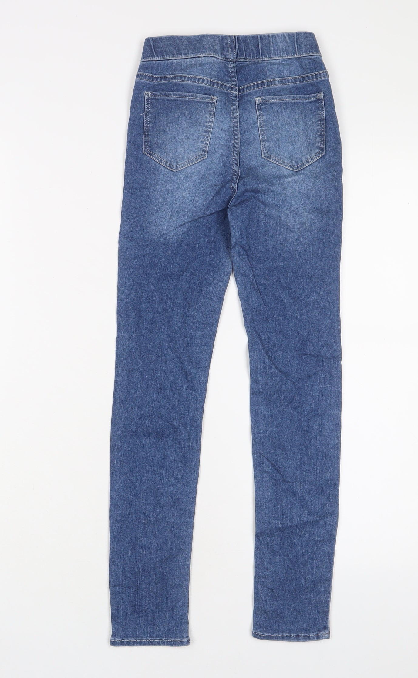 H&M Girls Blue Cotton Jegging Jeans Size 8-9 Years L23 in Regular Pullover