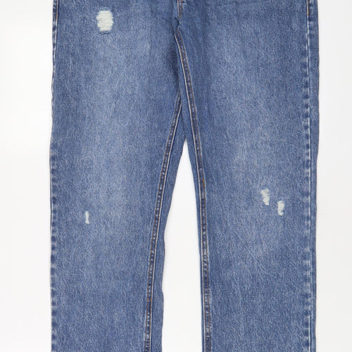 FOREVER 21 Mens Blue Cotton Straight Jeans Size 33 in L32 in Regular Zip