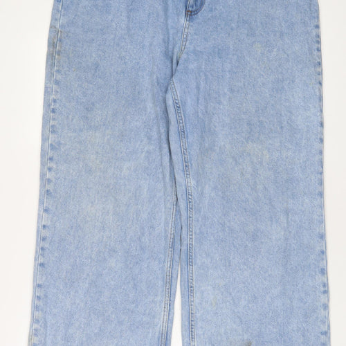 ASOS Mens Blue Cotton Wide-Leg Jeans Size 34 in L32 in Regular Zip