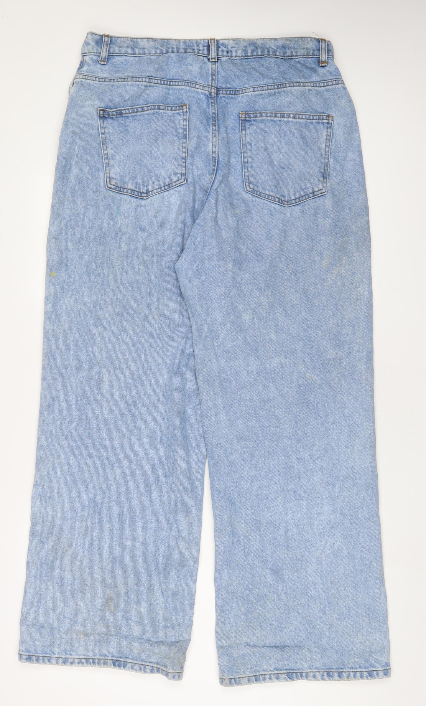 ASOS Mens Blue Cotton Wide-Leg Jeans Size 34 in L32 in Regular Zip
