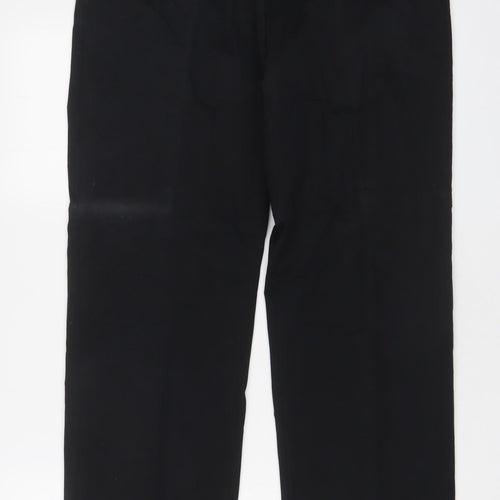 Debenhams Mens Black Cotton Trousers Size 36 in L36 in Regular Zip - Long Leg