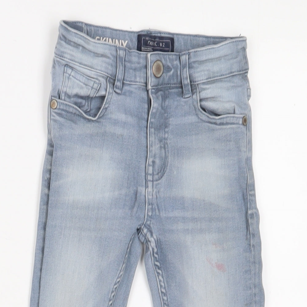 NEXT Boys Blue Cotton Skinny Jeans Size 4 Years Regular Zip
