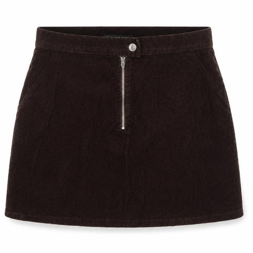 Denim & Co. Womens Brown Cotton A-Line Skirt Size 14 Zip