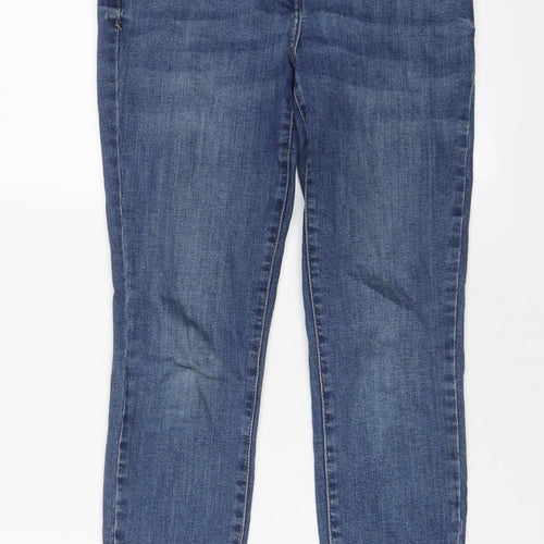 Marks and Spencer Womens Blue Cotton Skinny Jeans Size 8 L24 in Regular Zip