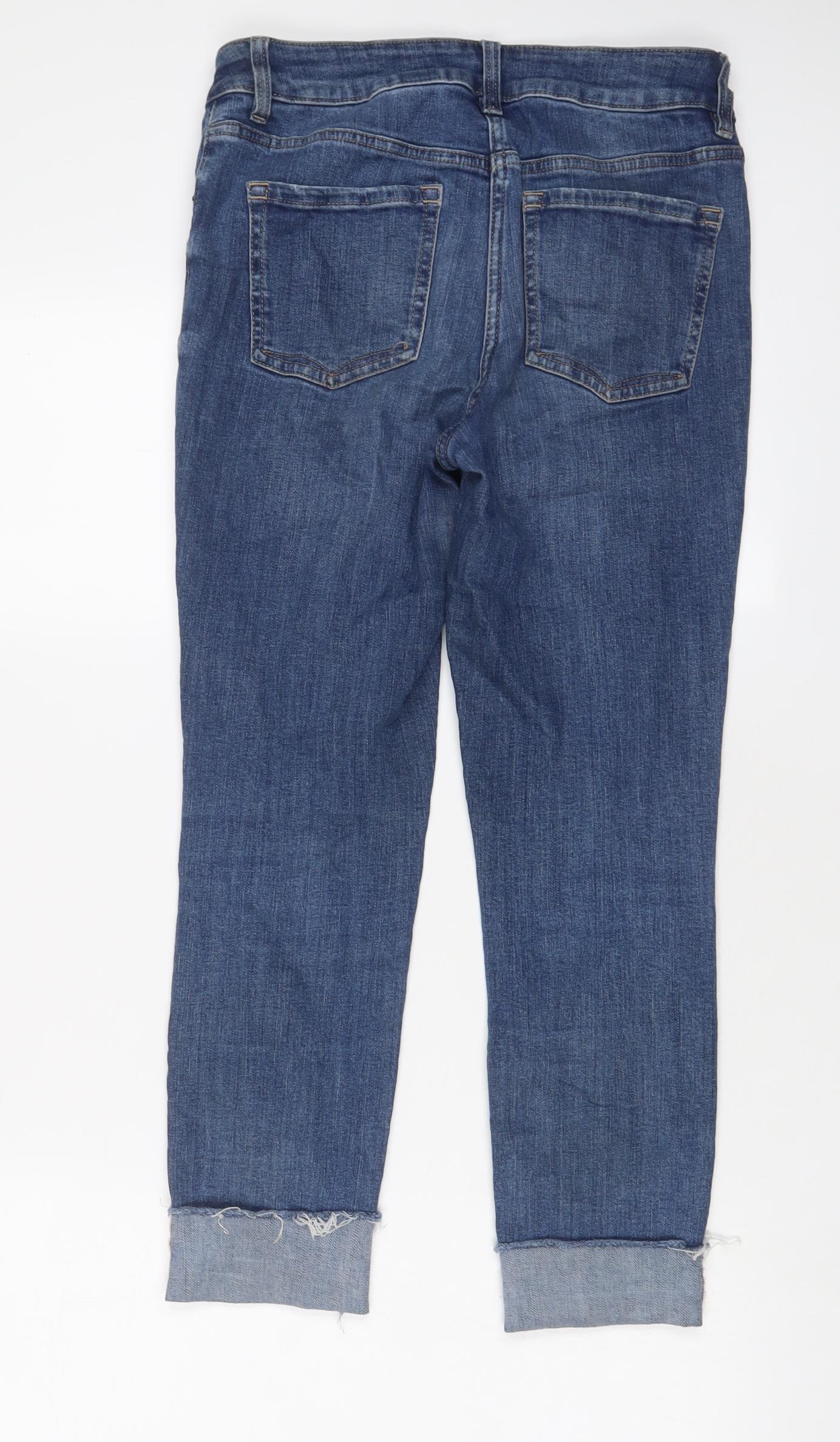 Marks and Spencer Womens Blue Cotton Skinny Jeans Size 8 L24 in Regular Zip