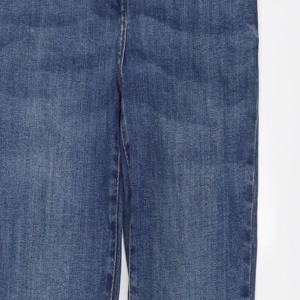 Marks and Spencer Womens Blue Cotton Skinny Jeans Size 8 L24 in Regular Zip