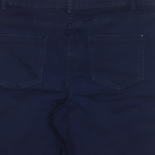 M&Co Womens Blue Cotton Boyfriend Shorts Size 12 L9 in Regular Zip