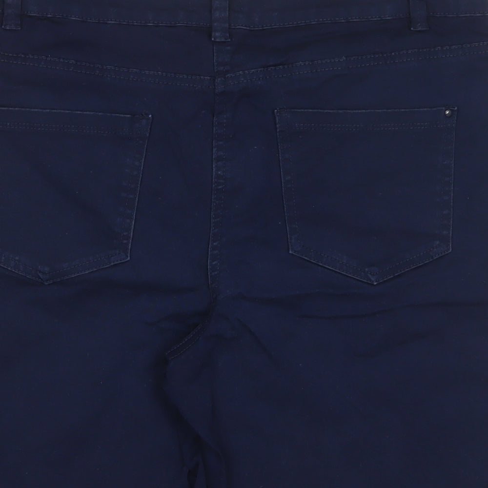 M&Co Womens Blue Cotton Boyfriend Shorts Size 12 L9 in Regular Zip