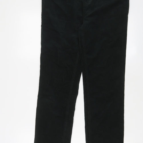 Marks and Spencer Womens Green Cotton Trousers Size 32 in L28 in Regular Zip