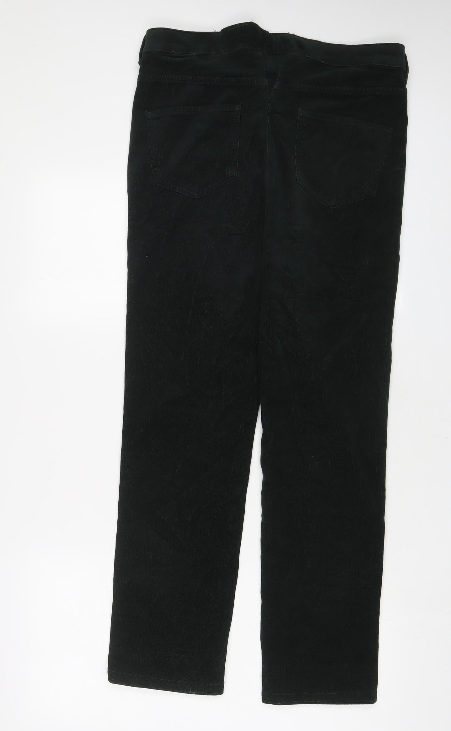 Marks and Spencer Womens Green Cotton Trousers Size 32 in L28 in Regular Zip