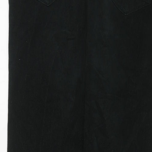 Marks and Spencer Womens Green Cotton Trousers Size 32 in L28 in Regular Zip