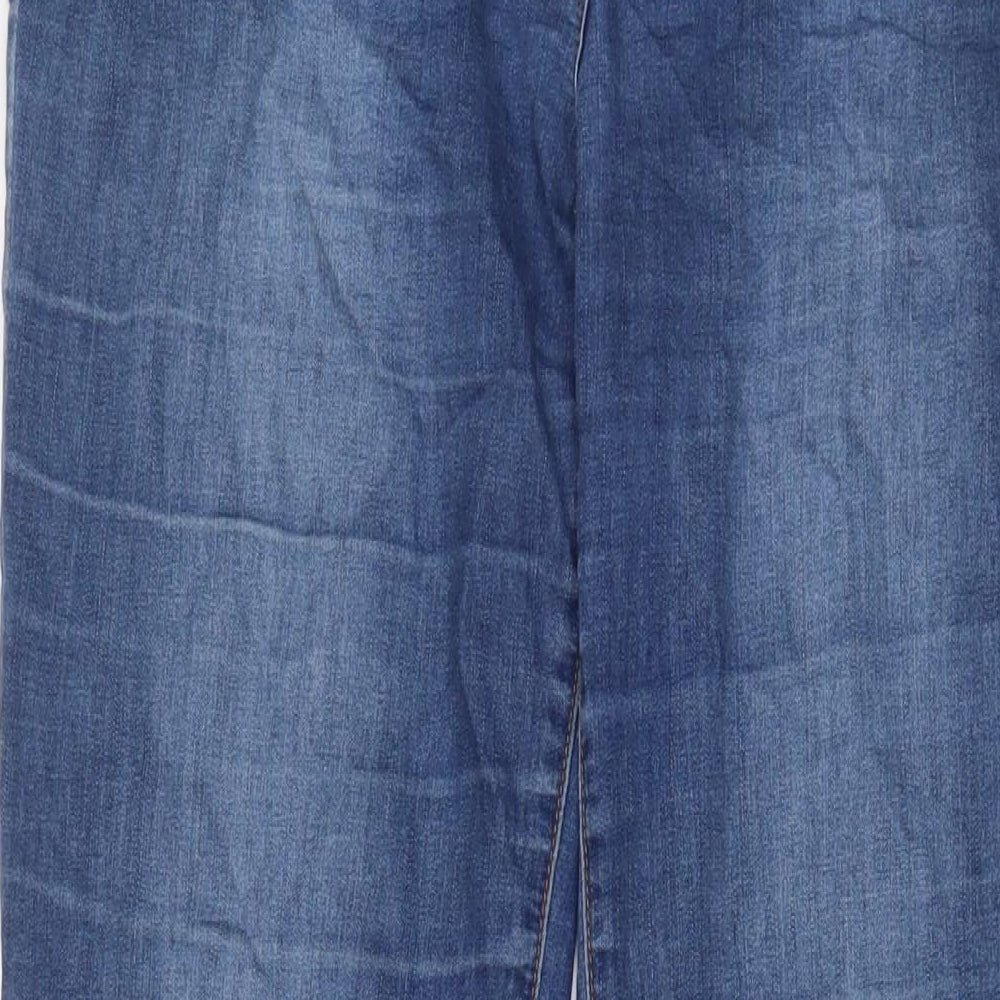 TU Womens Blue Cotton Straight Jeans Size 14 L33 in Regular Zip