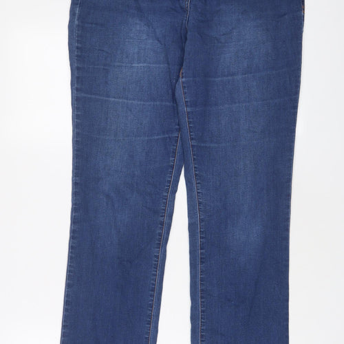 TU Womens Blue Cotton Straight Jeans Size 14 L32 in Regular Zip