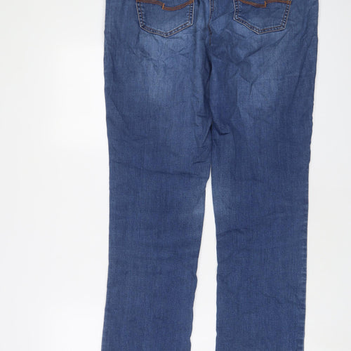 TU Womens Blue Cotton Straight Jeans Size 14 L32 in Regular Zip