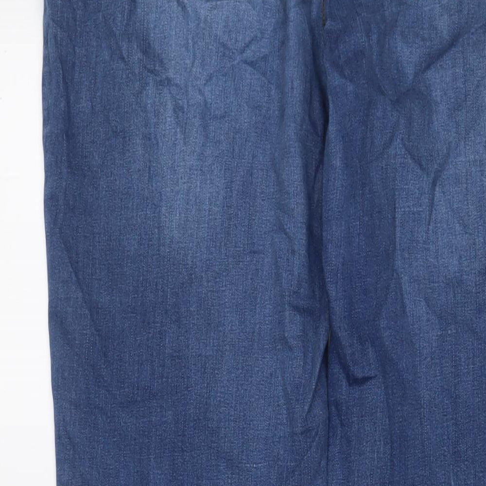 TU Womens Blue Cotton Straight Jeans Size 14 L32 in Regular Zip