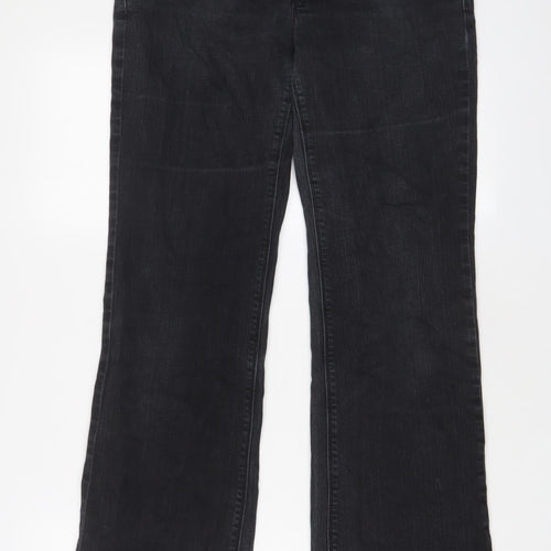 Oasis Womens Grey Cotton Bootcut Jeans Size 32 in L30 in Regular Zip