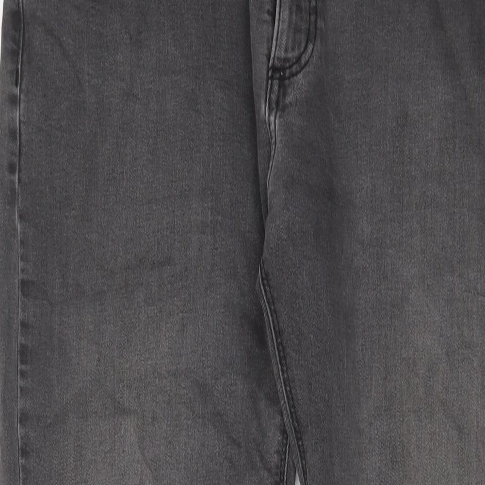 Marks and Spencer Mens Grey Cotton Straight Jeans Size 34 in L29 in Regular Zip - Short Leg