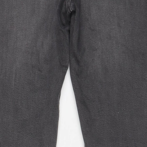 Marks and Spencer Mens Grey Cotton Straight Jeans Size 34 in L29 in Regular Zip - Short Leg