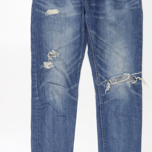 Levi's Womens Blue Cotton Straight Jeans Size 24 in L32 in Regular Zip