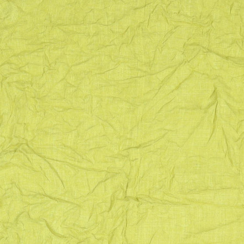Klass Womens Yellow Linen Basic Blouse Size 10 Round Neck - Flower Lace Detail