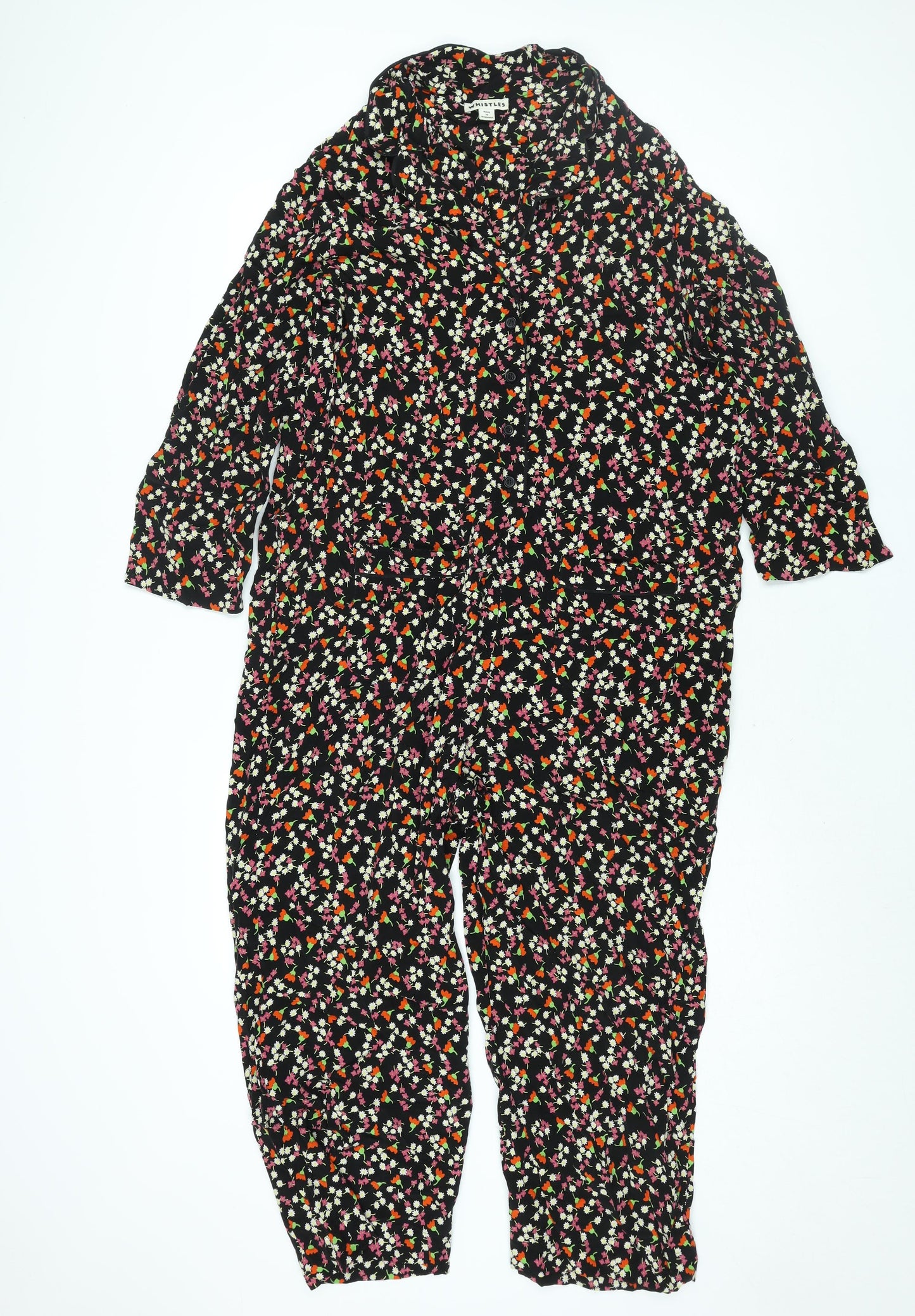 Whistles Womens Multicoloured Floral Cupro Jumpsuit One-Piece Size M L24 in Button