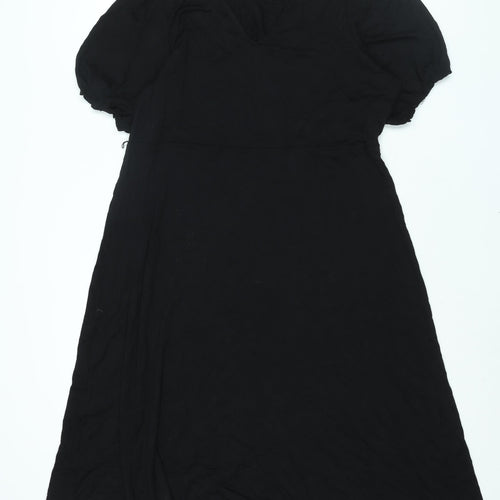 Marks and Spencer Womens Black Viscose Shift Size 18 V-Neck Pullover