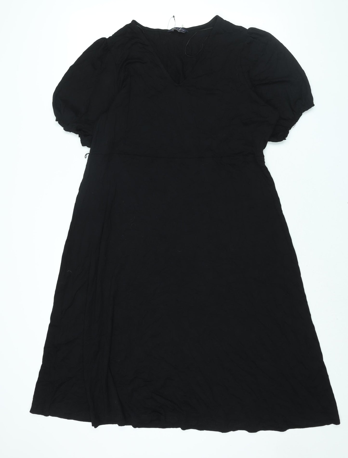 Marks and Spencer Womens Black Viscose Shift Size 18 V-Neck Pullover