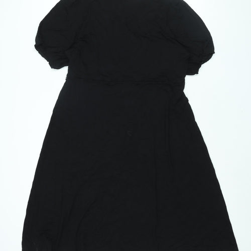Marks and Spencer Womens Black Viscose Shift Size 18 V-Neck Pullover