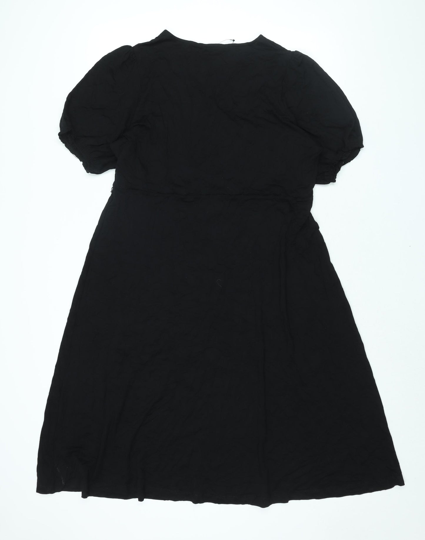 Marks and Spencer Womens Black Viscose Shift Size 18 V-Neck Pullover