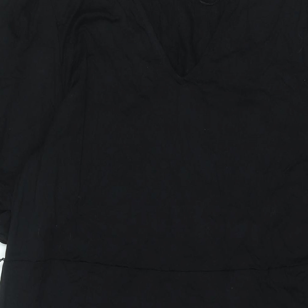 Marks and Spencer Womens Black Viscose Shift Size 18 V-Neck Pullover