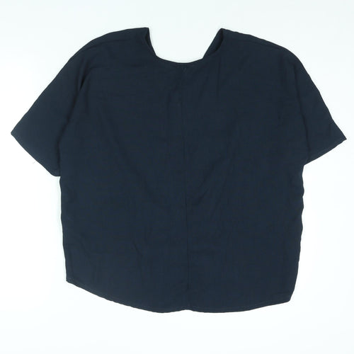 ESMARA Womens Blue Polyester Basic Blouse Size 10 V-Neck - Twist Detail