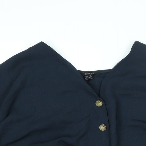 ESMARA Womens Blue Polyester Basic Blouse Size 10 V-Neck - Twist Detail